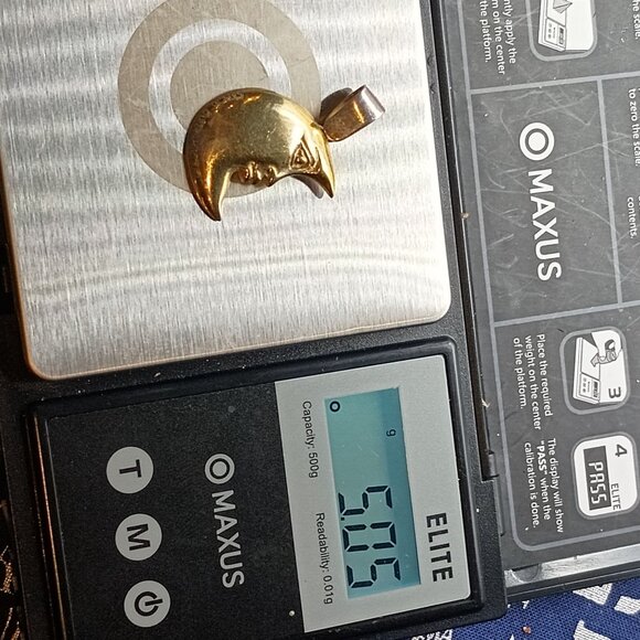 Signed Sergio Bustamante 18K over Sterling Silver Crescent Moon Pendant Mexico - Picture 7 of 7